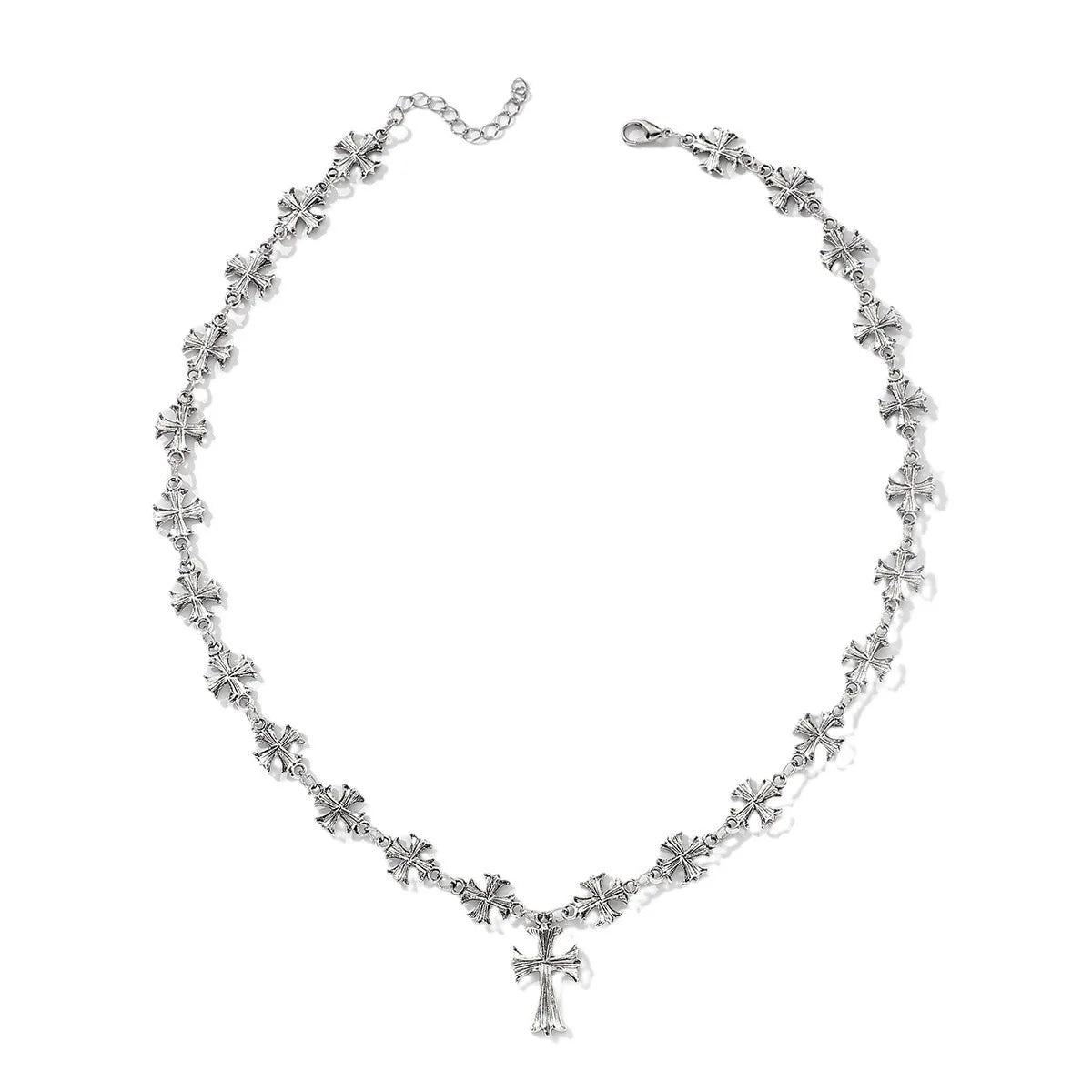 Punk Vintage Silver Cross Patchwork Necklace Ladies Gothic Design Charm Clavicle Chain Y2k Holiday Party Accessorie Jewelry Gift