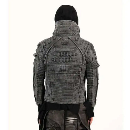 HKSH Spring Autumn Men Punk Waste Land Pleated Asymmetric Loop Vintage Washed Cotton Jacket Techwear Dark Motorcycle Coat HK4372