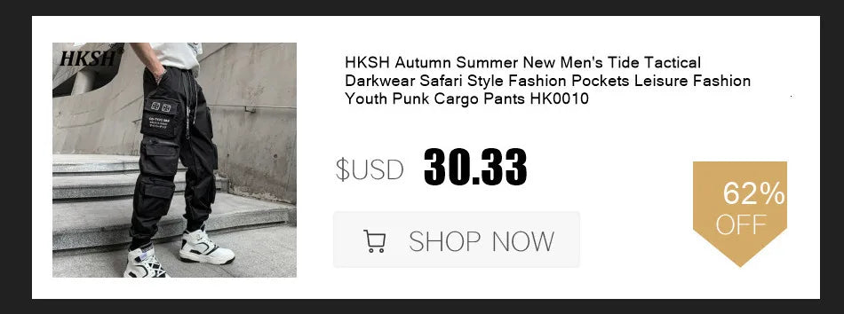 HKSH Autumn Winter Men's Tide Punk Dark Deconstruction Vintage 3D Pockets Techwear High Sense Hooded Cotton Padded Jacket HK3329