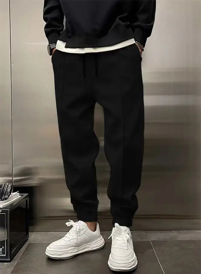Men's Hip Hop Loose Fit Jogger Pants 2025 Thick Warm Fleece Sweatpants with Drawstring Elastic Cuffs for Casual Streetwear