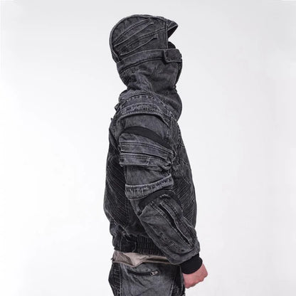 HKSH Autumn Winter Men's Tide Punk Dark Deconstruction Vintage 3D Pockets Techwear High Sense Hooded Cotton Padded Jacket HK3329