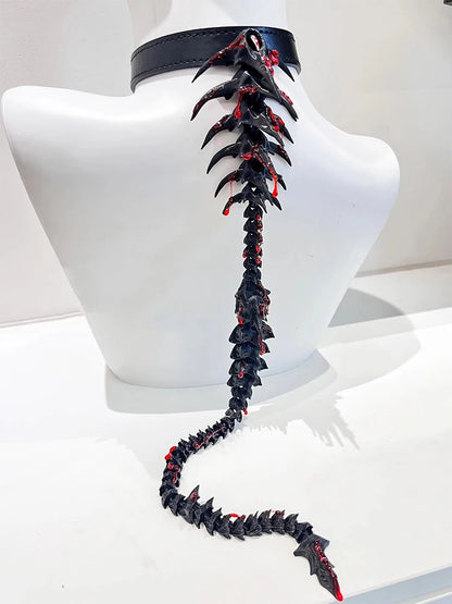 ZHUHE A Silver Blood Drop Necklace With A Spine On The Back, A Subculture Choker, Dark And Niche Gothic Cosplay