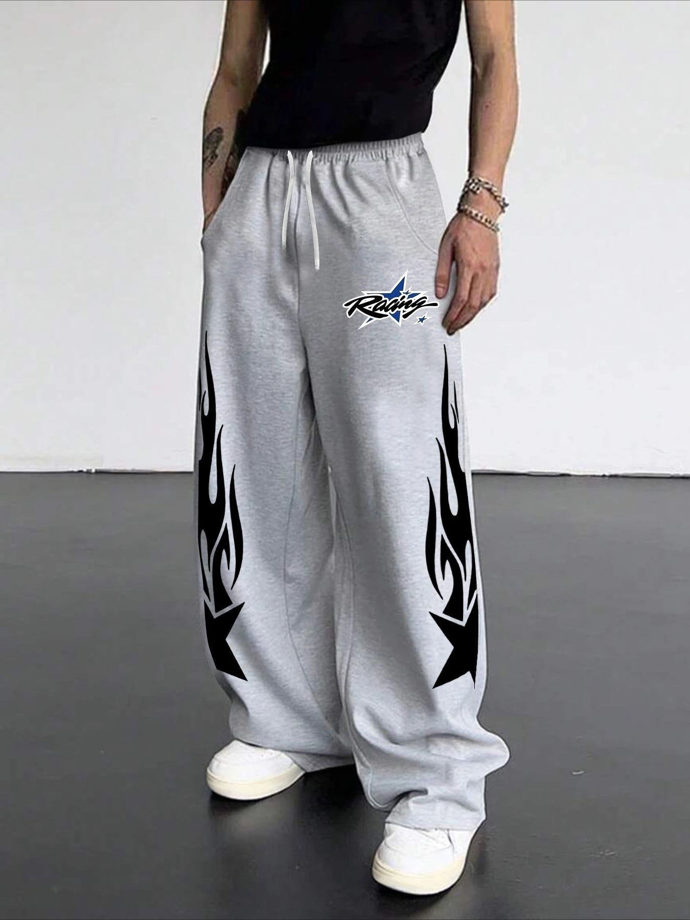 Hip-hop Trend Design Star Men's Casual Sports Jogging Pants Campus Spring New Street Casual Style Wide-leg Pants