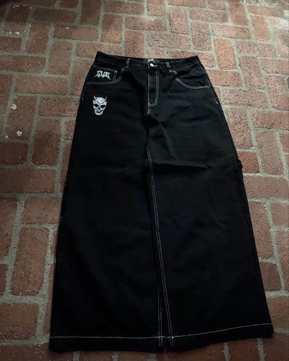 Gothic Harajuku Retro Streetwear Trousers Vintage High Street Baggy Y2K Jeans Women Hip-hop Punk High Waist Wide-leg Pants Men