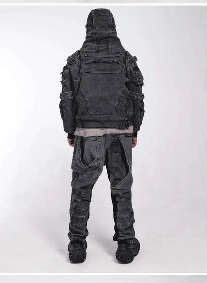 HKSH Autumn Winter Men's Tide Punk Dark Deconstruction Vintage 3D Pockets Techwear High Sense Hooded Cotton Padded Jacket HK3329