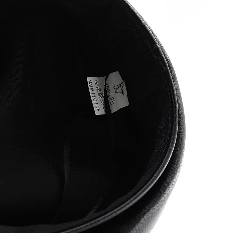 Fashion PU Leather Women Beret Punk Style Vintage Flat Top Military Caps  Outdoor Casual Army Cap