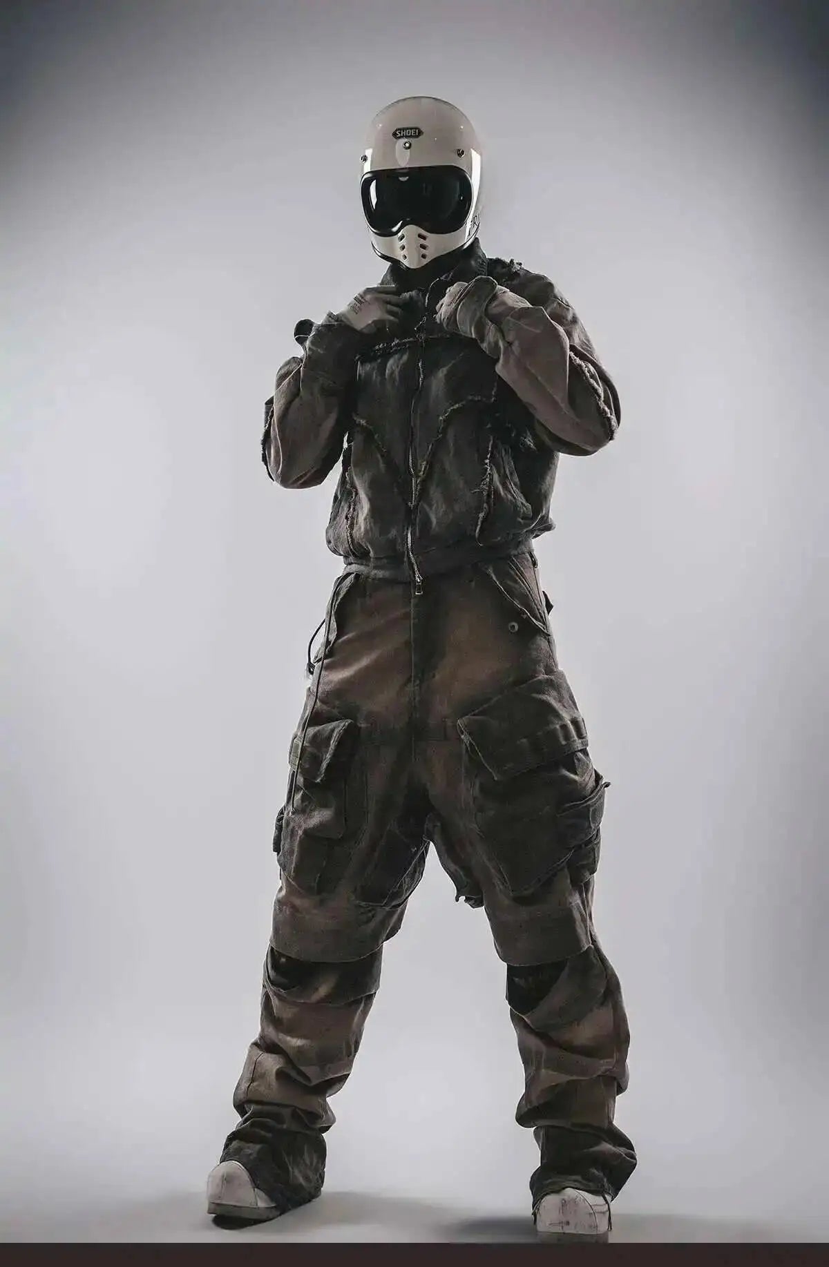 HKSH Spring Autumn New Men's Tide Punk Splice Jackets Split Burr Washed Retro Waste Land Chic Coat Dark Cotton Streetwear HK2418