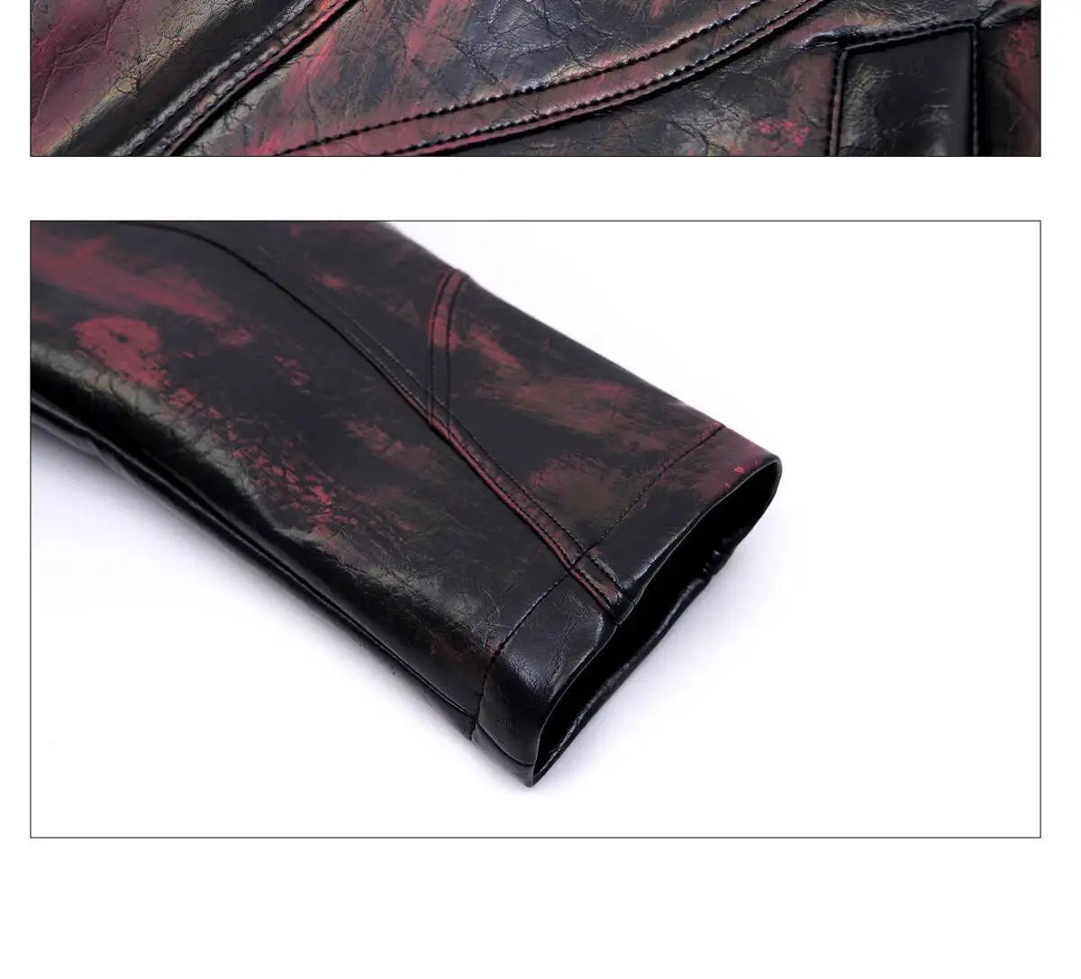 FEWQ High Street Men's PU Leather Jackets Stand Collar Shoulder Pads Dirty-dying Contrast Color Loose Male Short Coats 24K5621