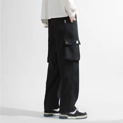 Hip Hop Pants Drawstring Wide Leg Sweatpants Y2K Oversized Baggy Cargo Pants Multi-pockets Loose Men Joggers Trousers Sports