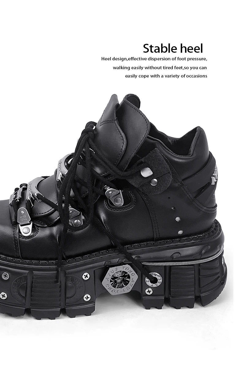 2025 New WoMen's Platform Russian Heavy Metal Punk Increase Height Daddy Shoes Men