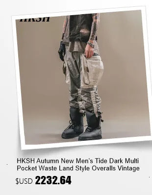 HKSH Autumn Winter Men's Tide Punk Dark Deconstruction Vintage 3D Pockets Techwear High Sense Hooded Cotton Padded Jacket HK3329