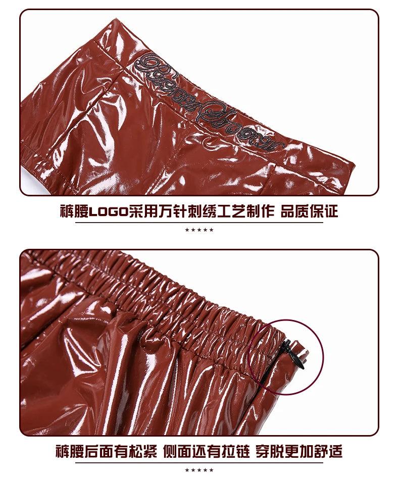 2025 Fashion Girls Jazz Dance Clothes Leather Tops Trousers Red Performance Suit Hip Hop Dance Costume Kids Stage Wear  BL18021