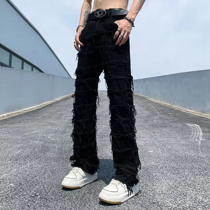 2023 men jeans Pants Hole Ripped Hip Hop Straight Vintage Denim Trousers hip-hop Retro Washed Straight Men pants y2k jeans