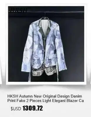 HKSH Spring Autumn New Men's Tide Punk Splice Jackets Split Burr Washed Retro Waste Land Chic Coat Dark Cotton Streetwear HK2418