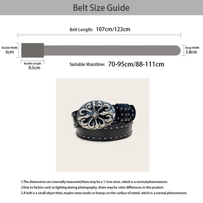 Unisex Jeans Belt Female Punk 3.8cm Wide Belts For Women Plus Size Luxury Designer Cross Men's belt Gothic Rivet Waistband Male