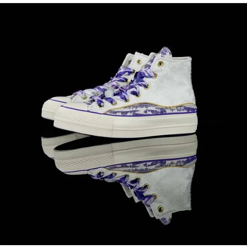 2025 New Thick Bottom High Top Couple Shoes Yellow And Red Men's And Women's Canvas Shoes Rubber Sole Spring Autumn Season