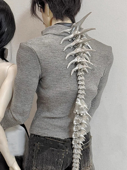 ZHUHE A Silver Blood Drop Necklace With A Spine On The Back, A Subculture Choker, Dark And Niche Gothic Cosplay