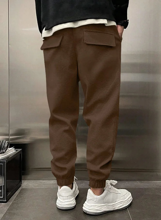 Men's Hip Hop Loose Fit Jogger Pants 2025 Thick Warm Fleece Sweatpants with Drawstring Elastic Cuffs for Casual Streetwear