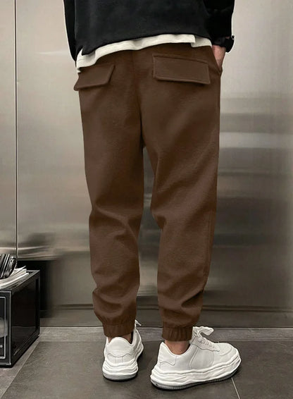 Men's Hip Hop Loose Fit Jogger Pants 2025 Thick Warm Fleece Sweatpants with Drawstring Elastic Cuffs for Casual Streetwear