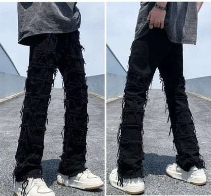 2023 men jeans Pants Hole Ripped Hip Hop Straight Vintage Denim Trousers hip-hop Retro Washed Straight Men pants y2k jeans