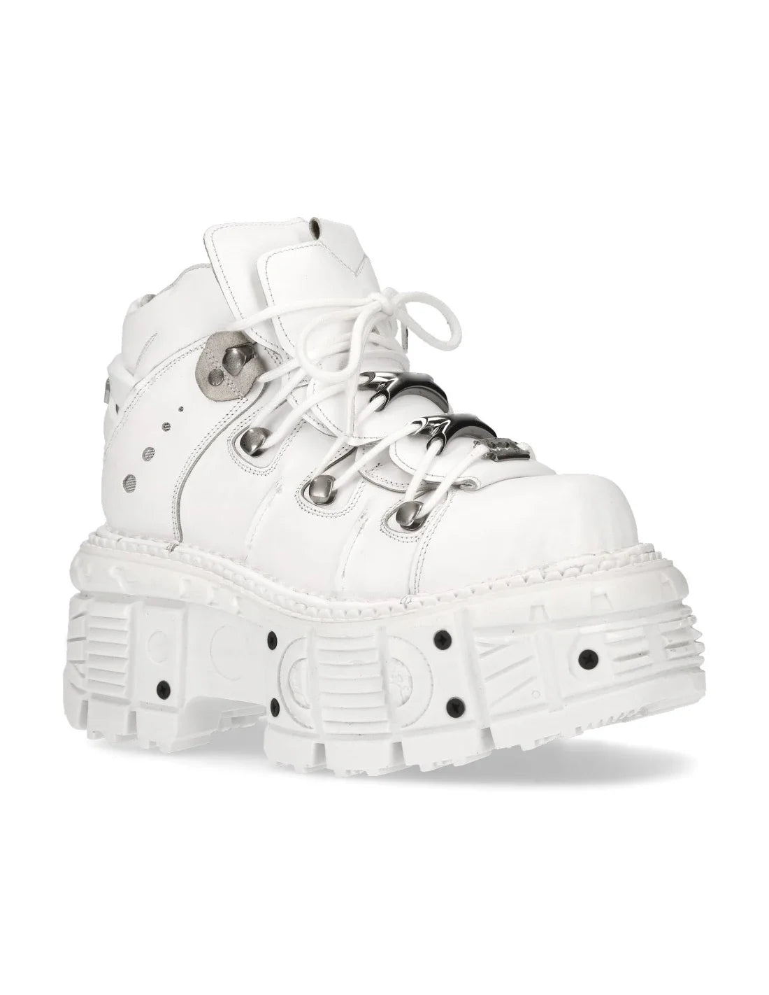 Fashion Women Motorcycle Boots Punk Thick Heel Height 8CM Flat Platform Goth Ankle Rock Boots Metal Decor Casual Sneakers