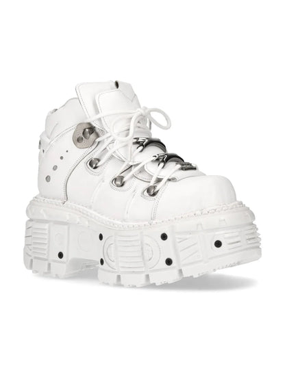 Fashion Women Motorcycle Boots Punk Thick Heel Height 8CM Flat Platform Goth Ankle Rock Boots Metal Decor Casual Sneakers