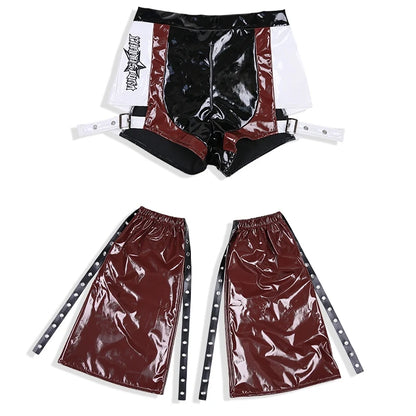 2025 Fashion Girls Jazz Dance Clothes Leather Tops Trousers Red Performance Suit Hip Hop Dance Costume Kids Stage Wear  BL18021