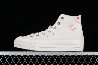 2025 New Thick Bottom High Top Couple Shoes Yellow And Red Men's And Women's Canvas Shoes Rubber Sole Spring Autumn Season