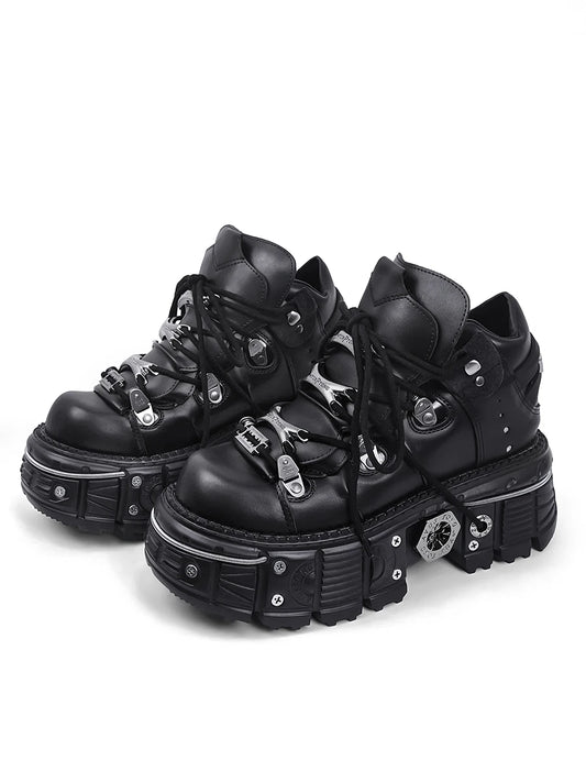 2025 New WoMen's Platform Russian Heavy Metal Punk Increase Height Daddy Shoes Men