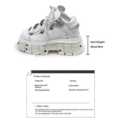 New Women Shoes Punk Style Lace-up Heel Height 6CM Platform Shoes Woman Gothic Ankle Rock Boots Metal Decor Woman Sneakers