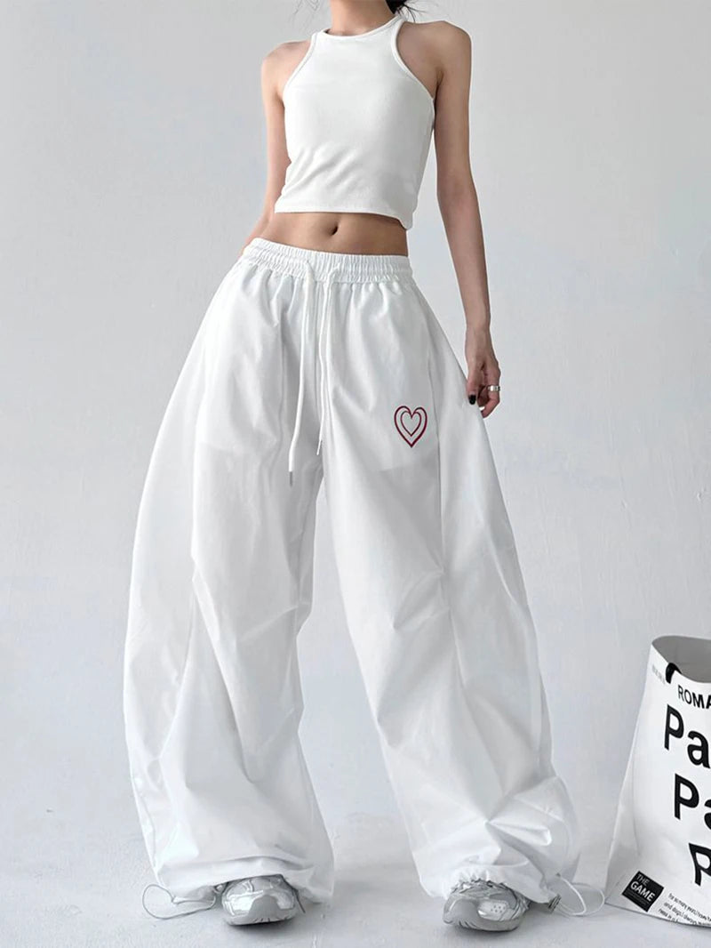 Jazz Dance Black Pants Women High Waisted Harajuku Y2K American Trousers Street Embroidered Vintage Solid Lazy Hiphop Pants