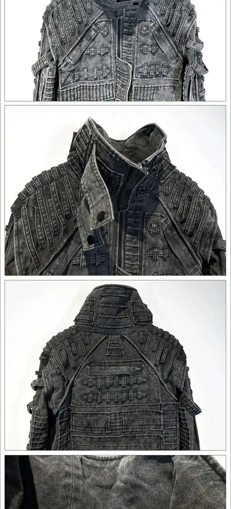 HKSH Spring Autumn Men Punk Waste Land Pleated Asymmetric Loop Vintage Washed Cotton Jacket Techwear Dark Motorcycle Coat HK4372