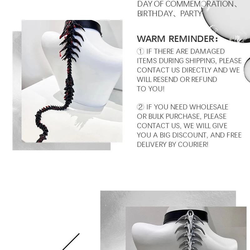 ZHUHE The New Gothic Style Spinal Necklace Is A Jewelry Accessory For Men And Women As A Party Gift