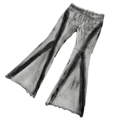 Hip Hop Men's Y2k Harajuku Contrast Color Gradient Flared Denim Trousers Retro Fashion Casual Trend High Street Men's Bottoms