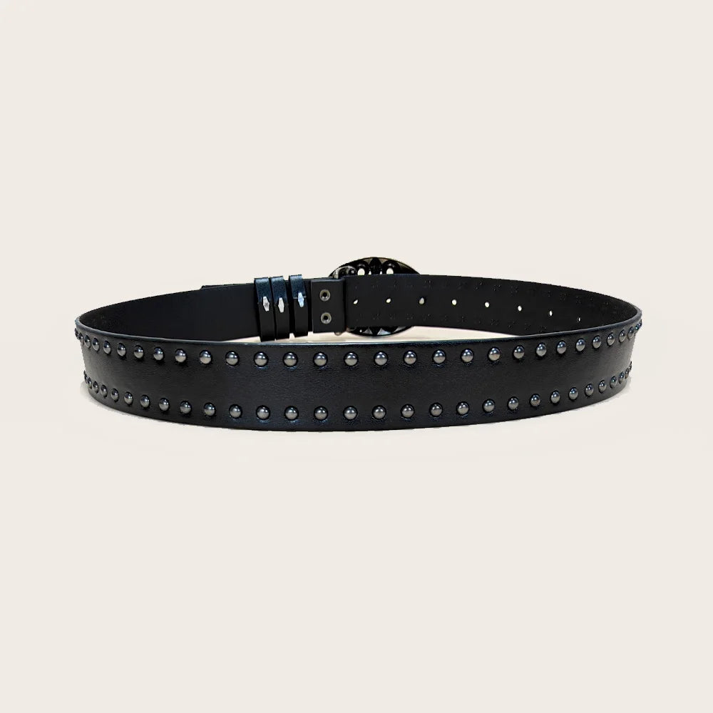 Unisex Jeans Belt Female Punk 3.8cm Wide Belts For Women Plus Size Luxury Designer Cross Men's belt Gothic Rivet Waistband Male
