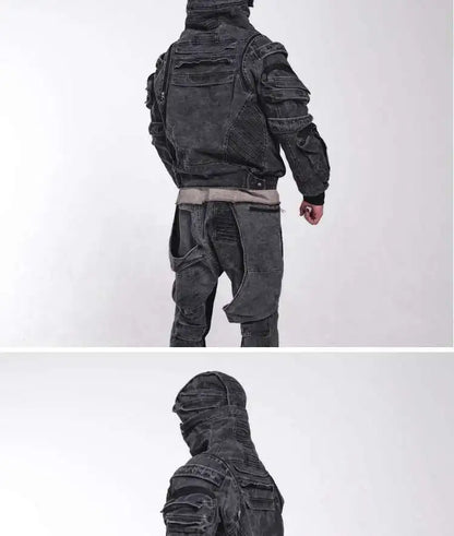 HKSH Autumn Winter Men's Tide Punk Dark Deconstruction Vintage 3D Pockets Techwear High Sense Hooded Cotton Padded Jacket HK3329