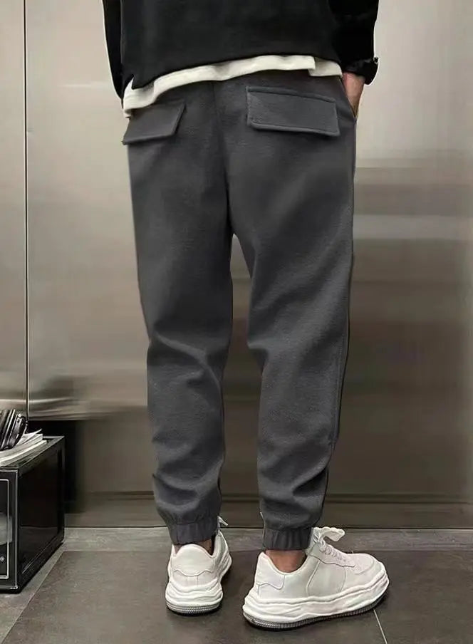 Men's Hip Hop Loose Fit Jogger Pants 2025 Thick Warm Fleece Sweatpants with Drawstring Elastic Cuffs for Casual Streetwear