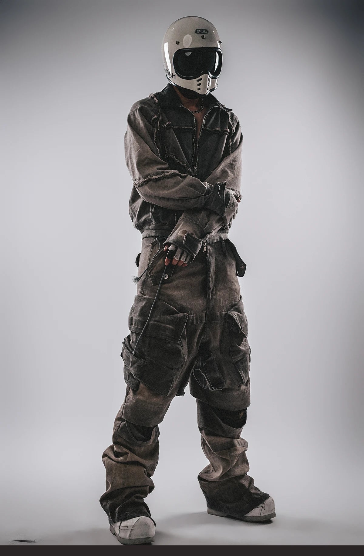 Waste Soil Style Washed Frayed Rough Edge Short Jacket Men Profile Distressed Flip Collar Coat