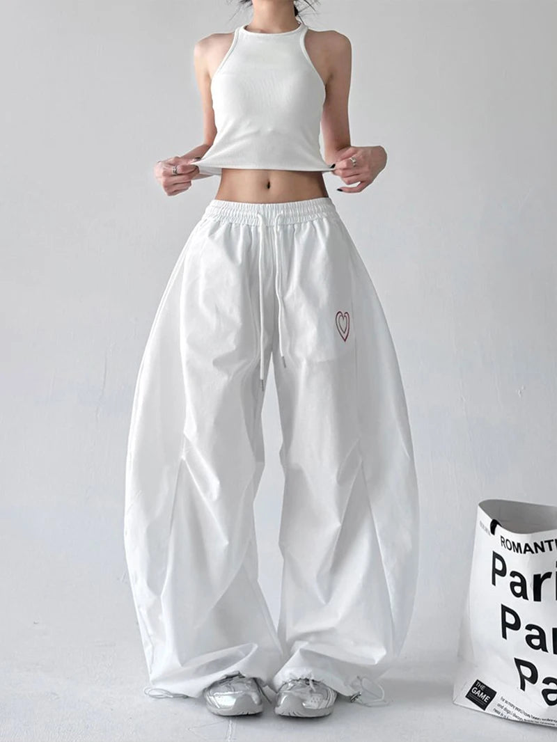 Jazz Dance Black Pants Women High Waisted Harajuku Y2K American Trousers Street Embroidered Vintage Solid Lazy Hiphop Pants