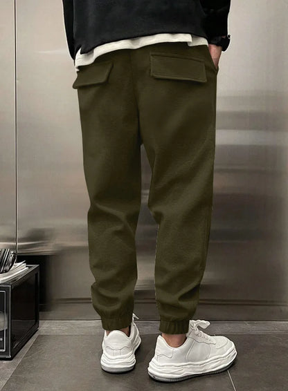 Men's Hip Hop Loose Fit Jogger Pants 2025 Thick Warm Fleece Sweatpants with Drawstring Elastic Cuffs for Casual Streetwear