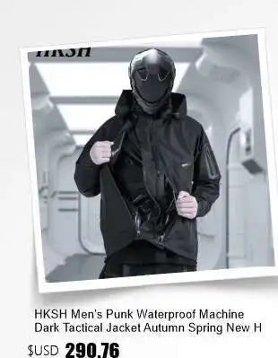 HKSH Autumn Winter Men's Tide Punk Dark Deconstruction Vintage 3D Pockets Techwear High Sense Hooded Cotton Padded Jacket HK3329