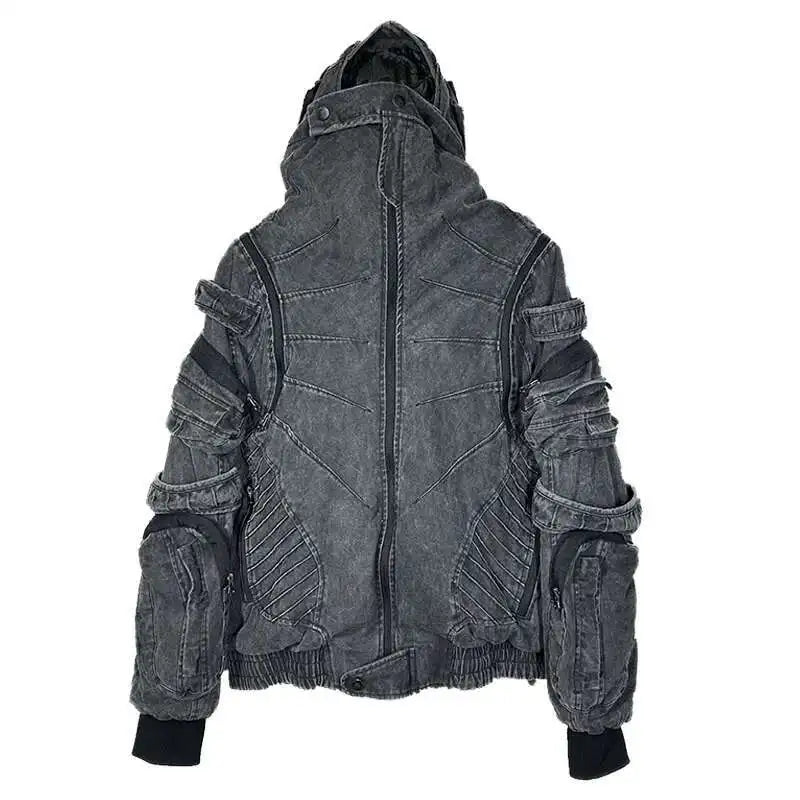 HKSH Autumn Winter Men's Tide Punk Dark Deconstruction Vintage 3D Pockets Techwear High Sense Hooded Cotton Padded Jacket HK3329