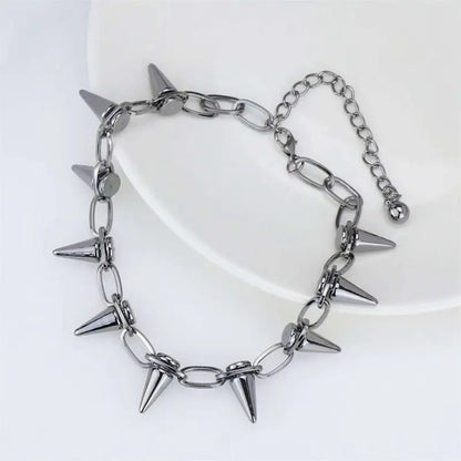Hip Hop Black Alloy Rivet Men Necklace Punk Metal Choker Neogoth Fashion Jewelry Trendy Accessories