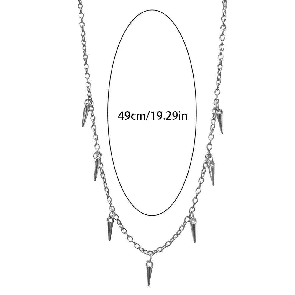 Men Punk Style Rivet Tassel Necklace Hip Hop Women Fashion Geometric Titanium Steel Chain Necklace