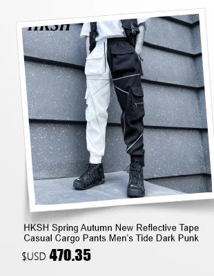 HKSH Spring Autumn Men Punk Waste Land Pleated Asymmetric Loop Vintage Washed Cotton Jacket Techwear Dark Motorcycle Coat HK4372