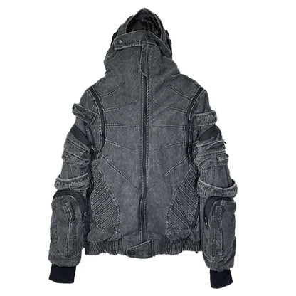 HKSH Autumn Winter Men's Tide Punk Dark Deconstruction Vintage 3D Pockets Techwear High Sense Hooded Cotton Padded Jacket HK3329