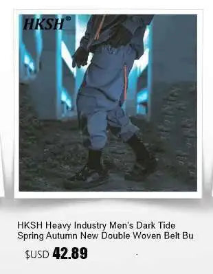HKSH Autumn Winter Men's Tide Punk Dark Deconstruction Vintage 3D Pockets Techwear High Sense Hooded Cotton Padded Jacket HK3329