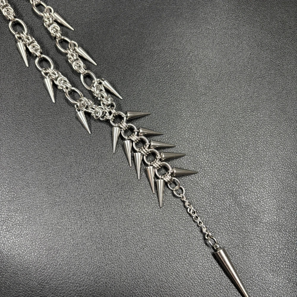 Punk Grunge Rock Rivet Long Pendant Chain Cool Fashion Handmade Geometric Necklace Goth Charm Jewelry Hip Hop Accessories