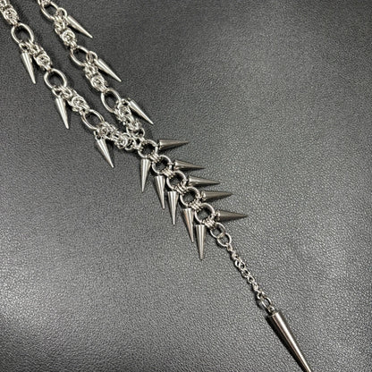 Punk Grunge Rock Rivet Long Pendant Chain Cool Fashion Handmade Geometric Necklace Goth Charm Jewelry Hip Hop Accessories