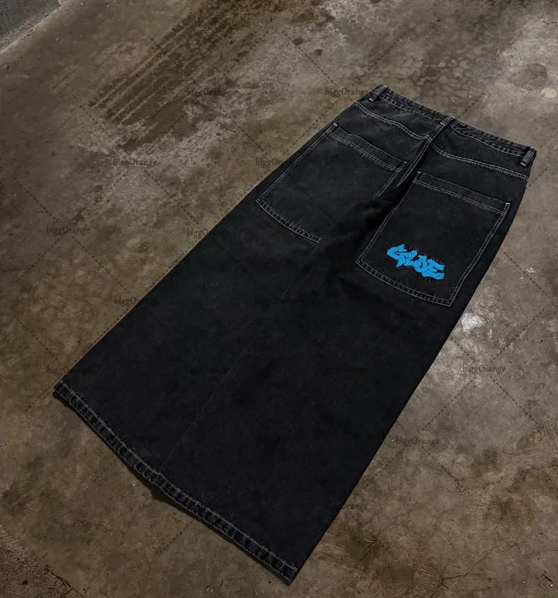 Gothic Harajuku Retro Streetwear Trousers Vintage High Street Baggy Y2K Jeans Women Hip-hop Punk High Waist Wide-leg Pants Men